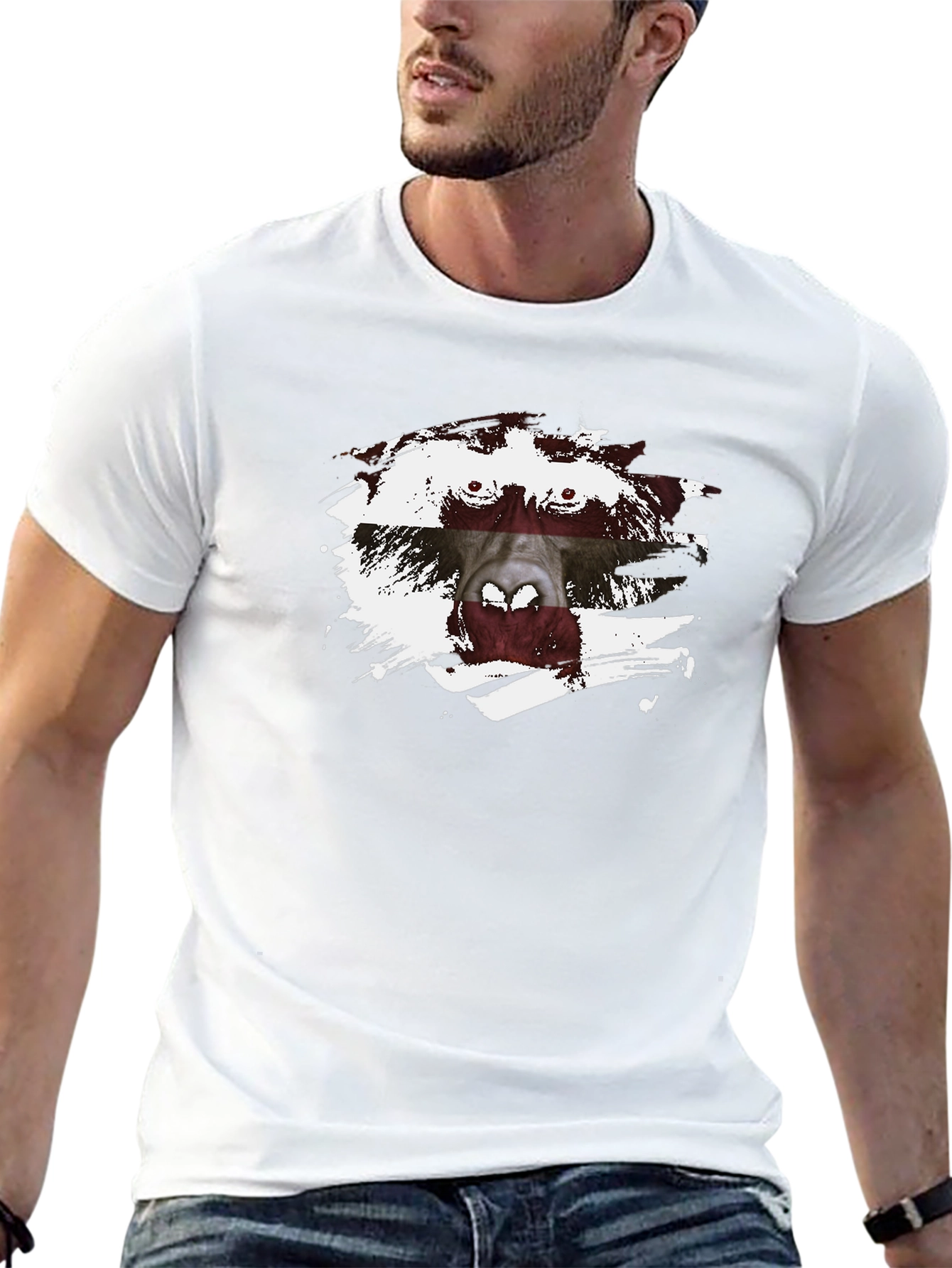 Latvian Flag Monkey T-Shirt