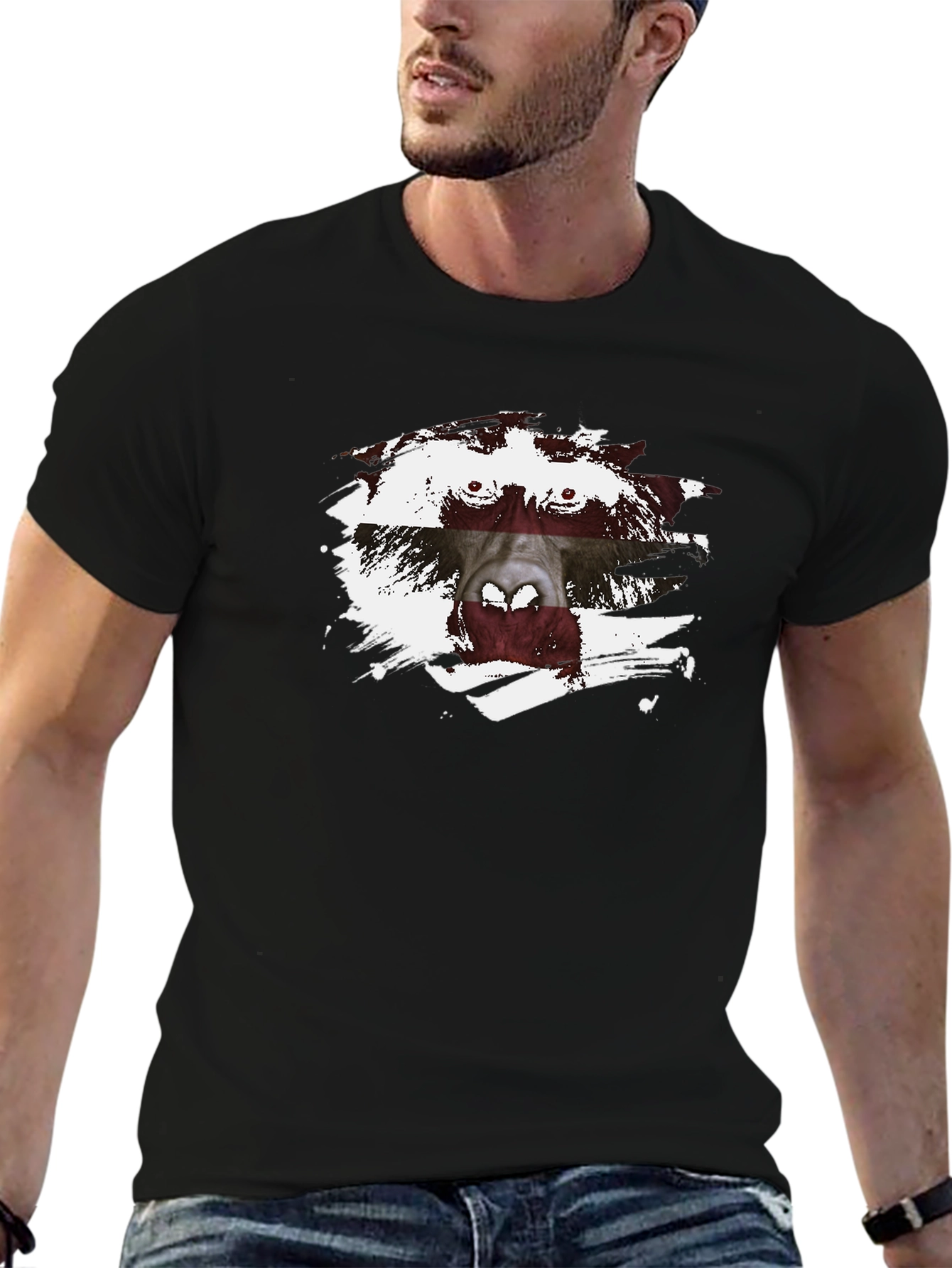 Latvian Flag Monkey T-Shirt