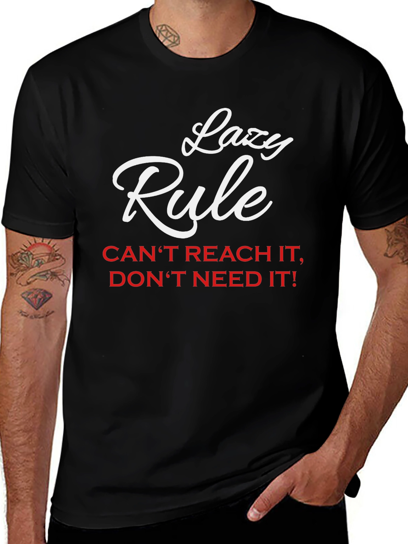 Lazy Rule Graphic Tee - Black Cotton Blend