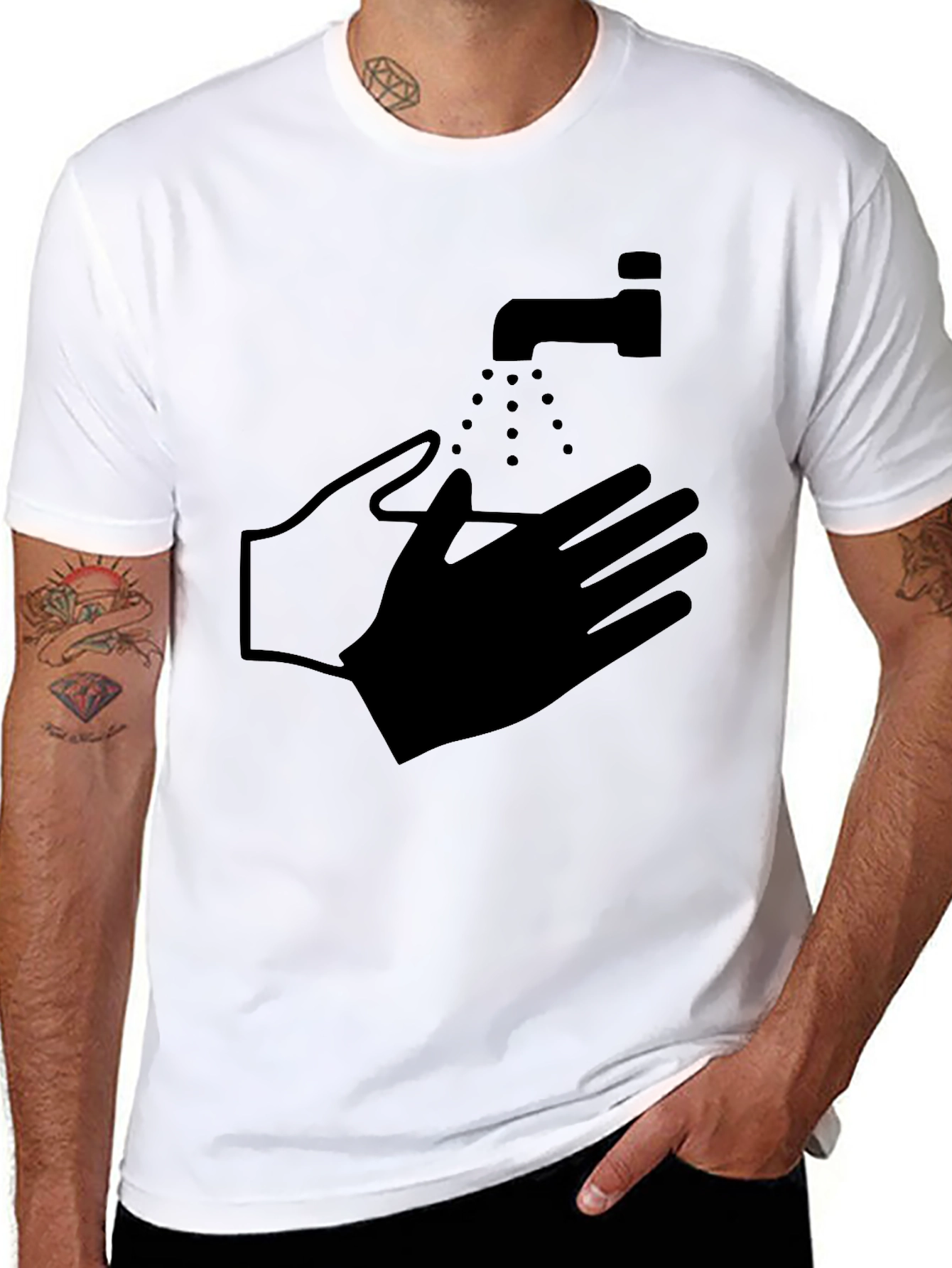 Wash Your Hands Graphic Tee - Black