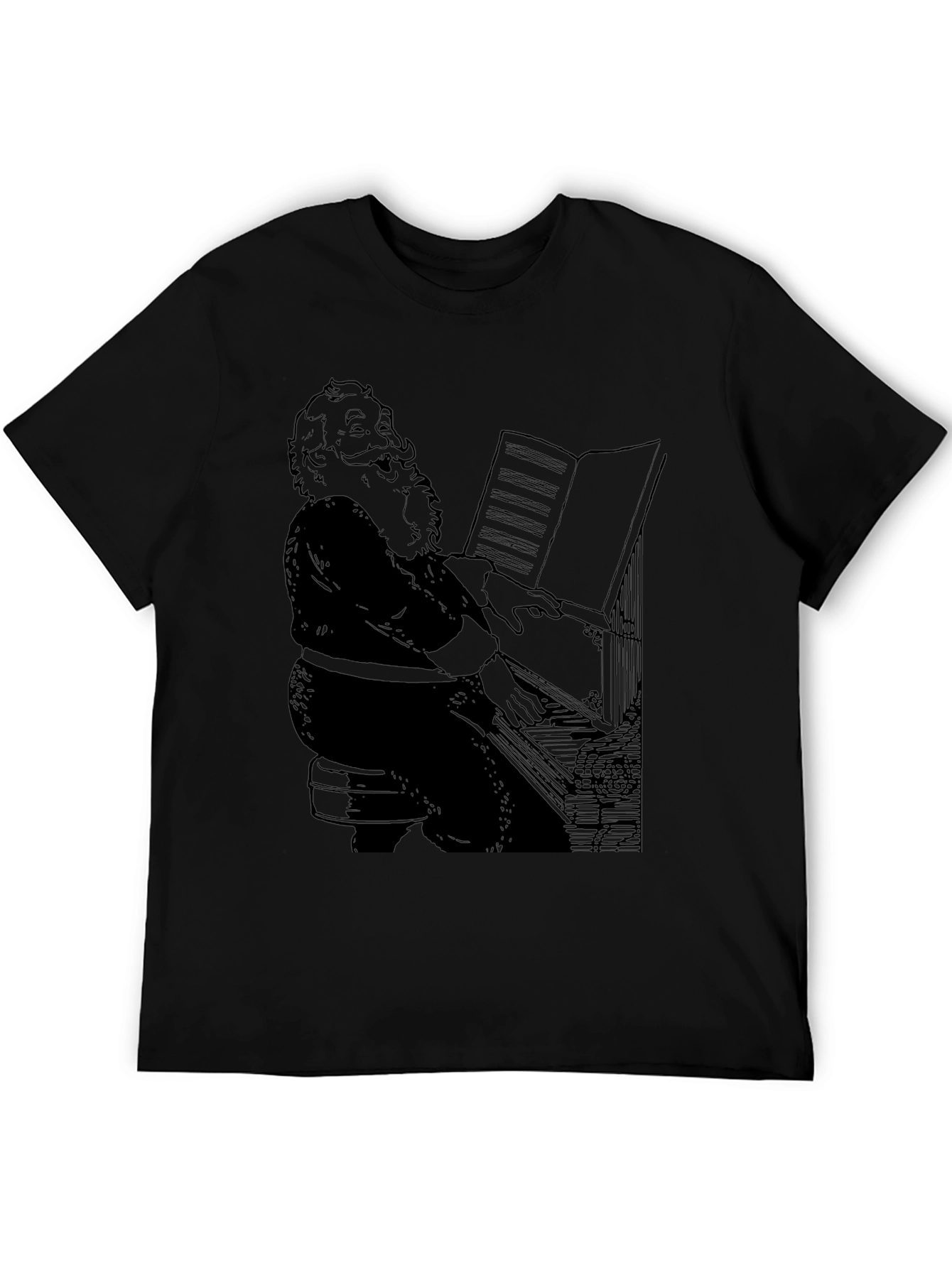 Santa Playing Piano Graphic T-Shirt