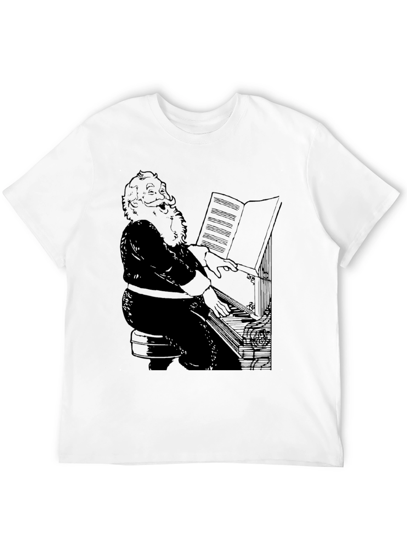 Santa Playing Piano Graphic T-Shirt
