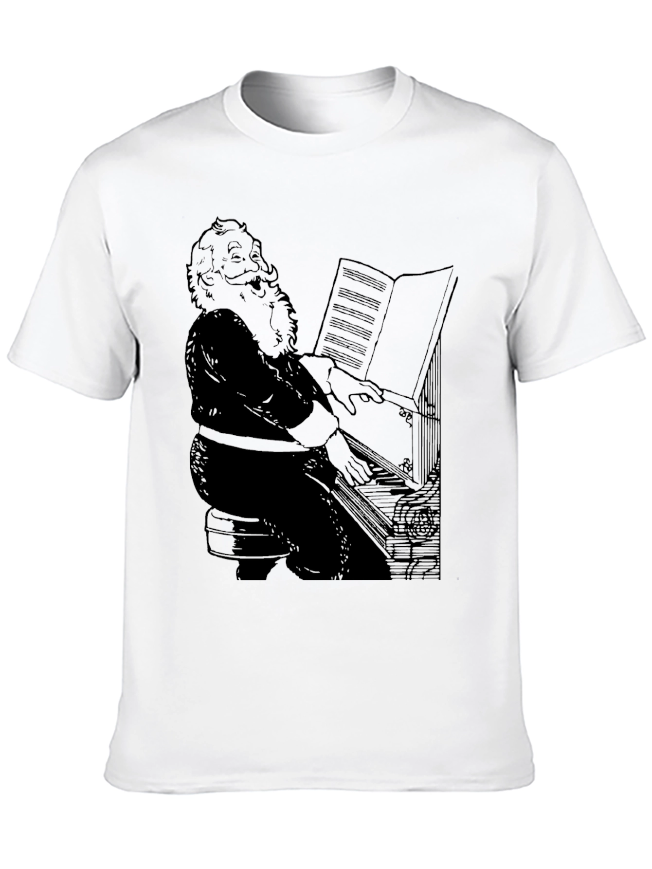 Santa Playing Piano Graphic T-Shirt
