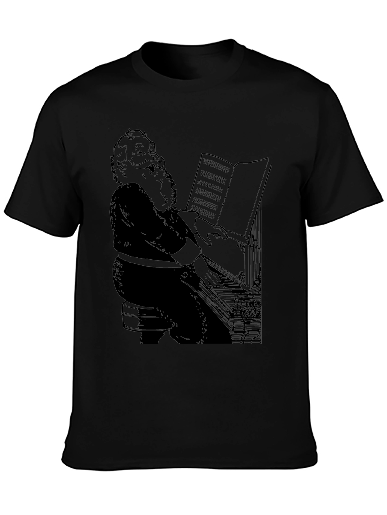 Santa Playing Piano Graphic T-Shirt
