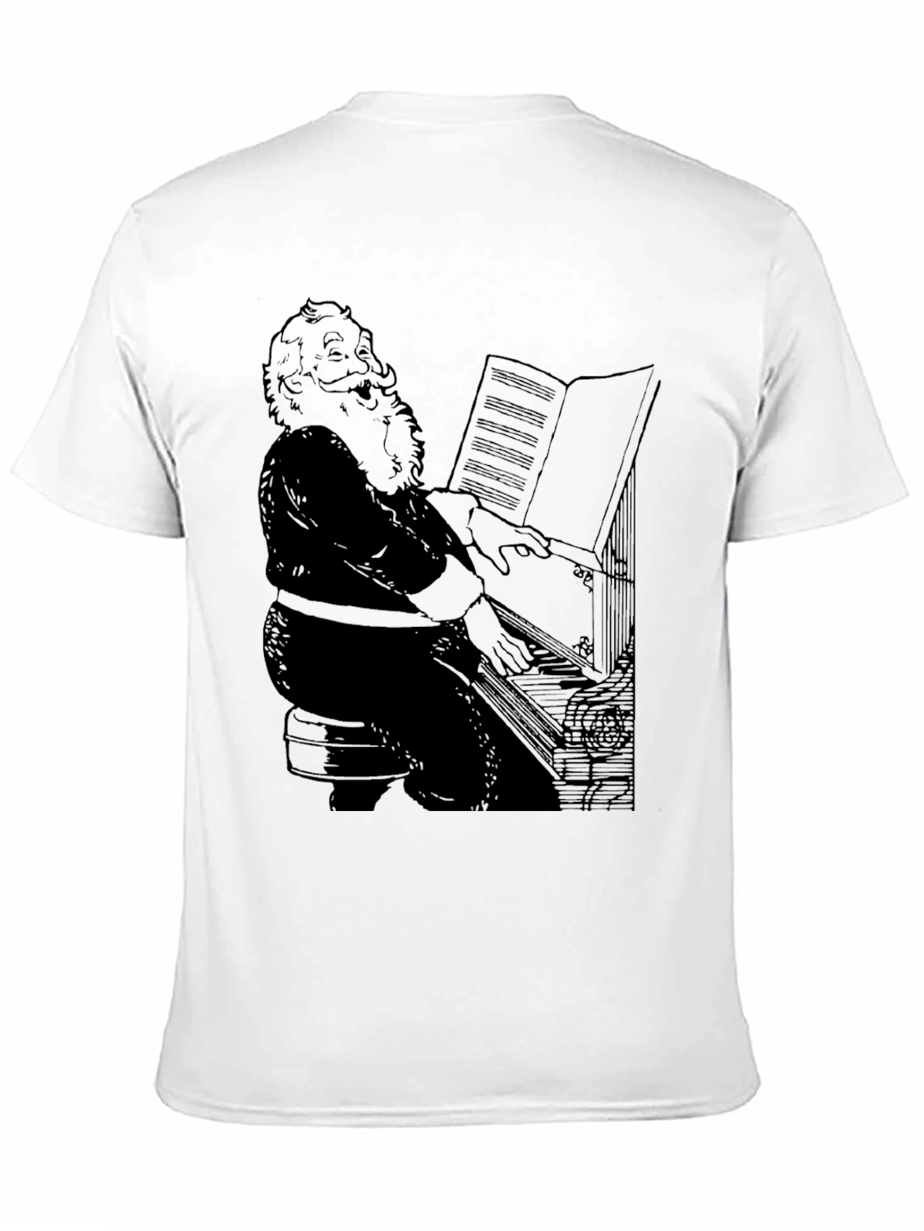 Santa Playing Piano Graphic T-Shirt