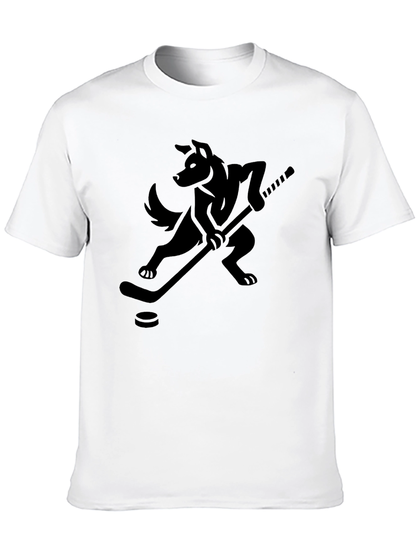 Hockey Wolf Graphic T-Shirt - Black Cotton Tee