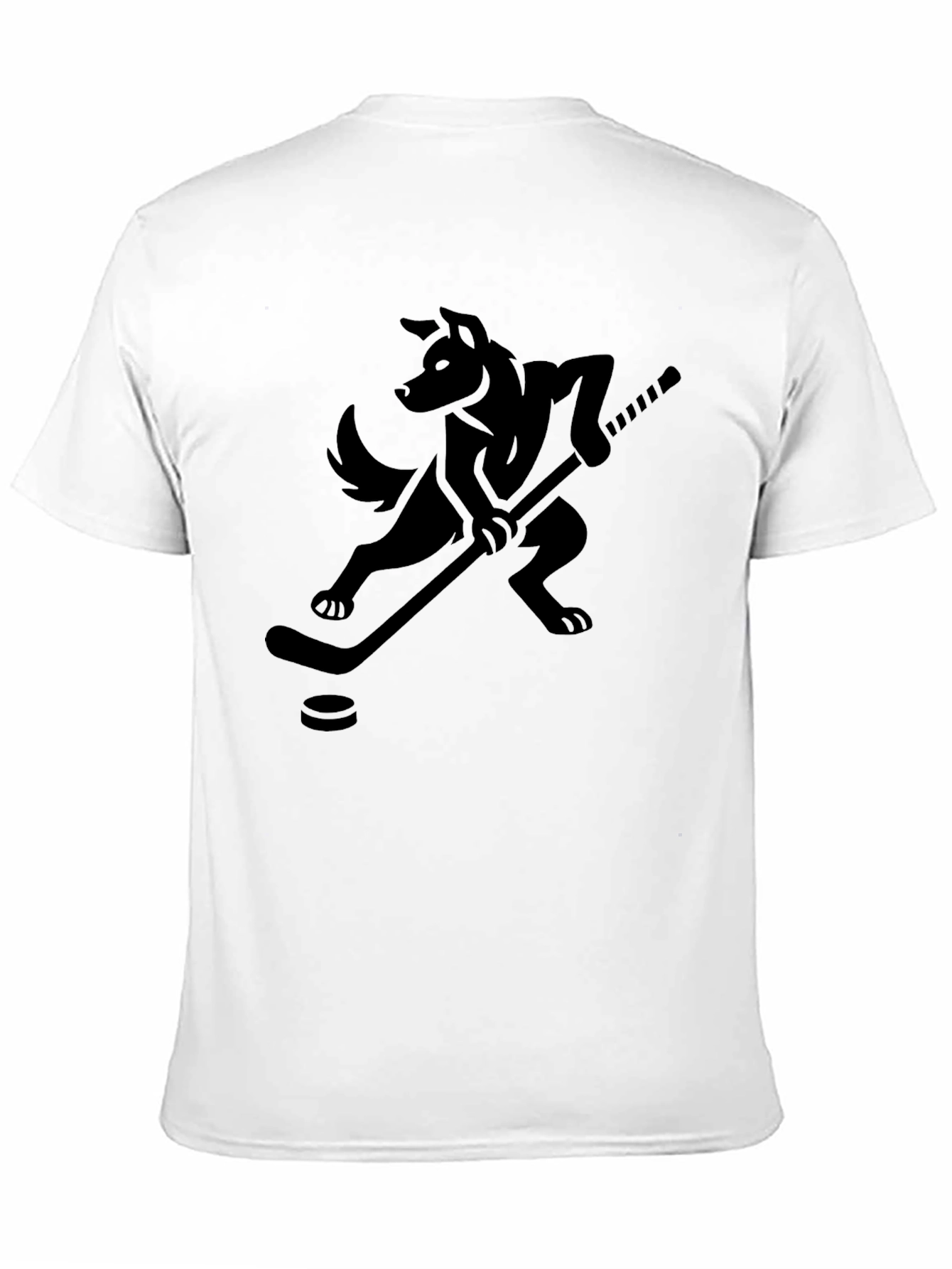 Hockey Wolf Graphic T-Shirt - Black Cotton Tee