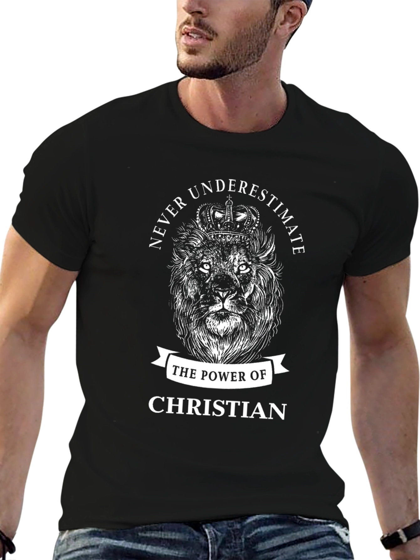 Lion Crown Christian Power Graphic Tee