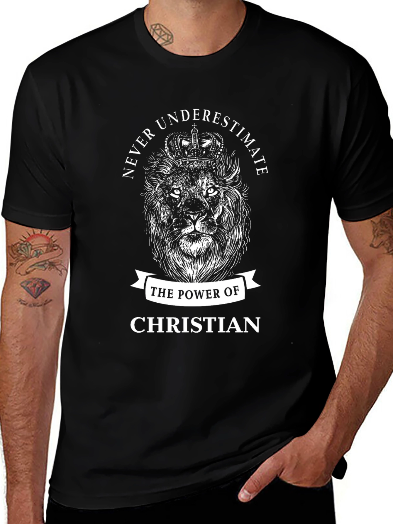 Lion Crown Christian Power Graphic Tee