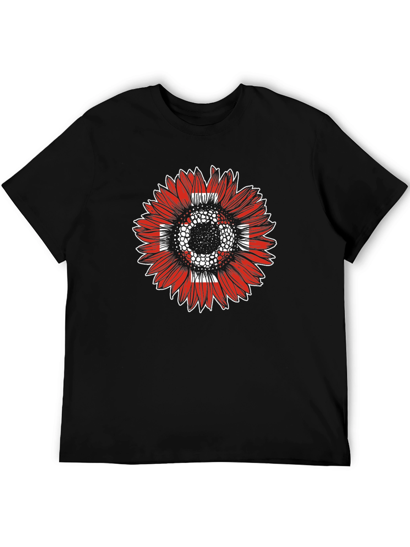 Sunflower Swiss Flag T-Shirt - Black Casual Tee