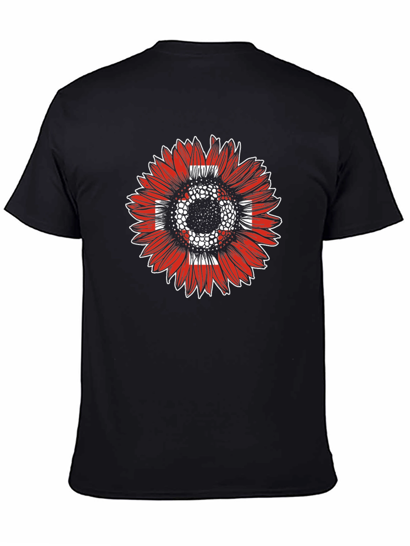 Sunflower Swiss Flag T-Shirt - Black Casual Tee