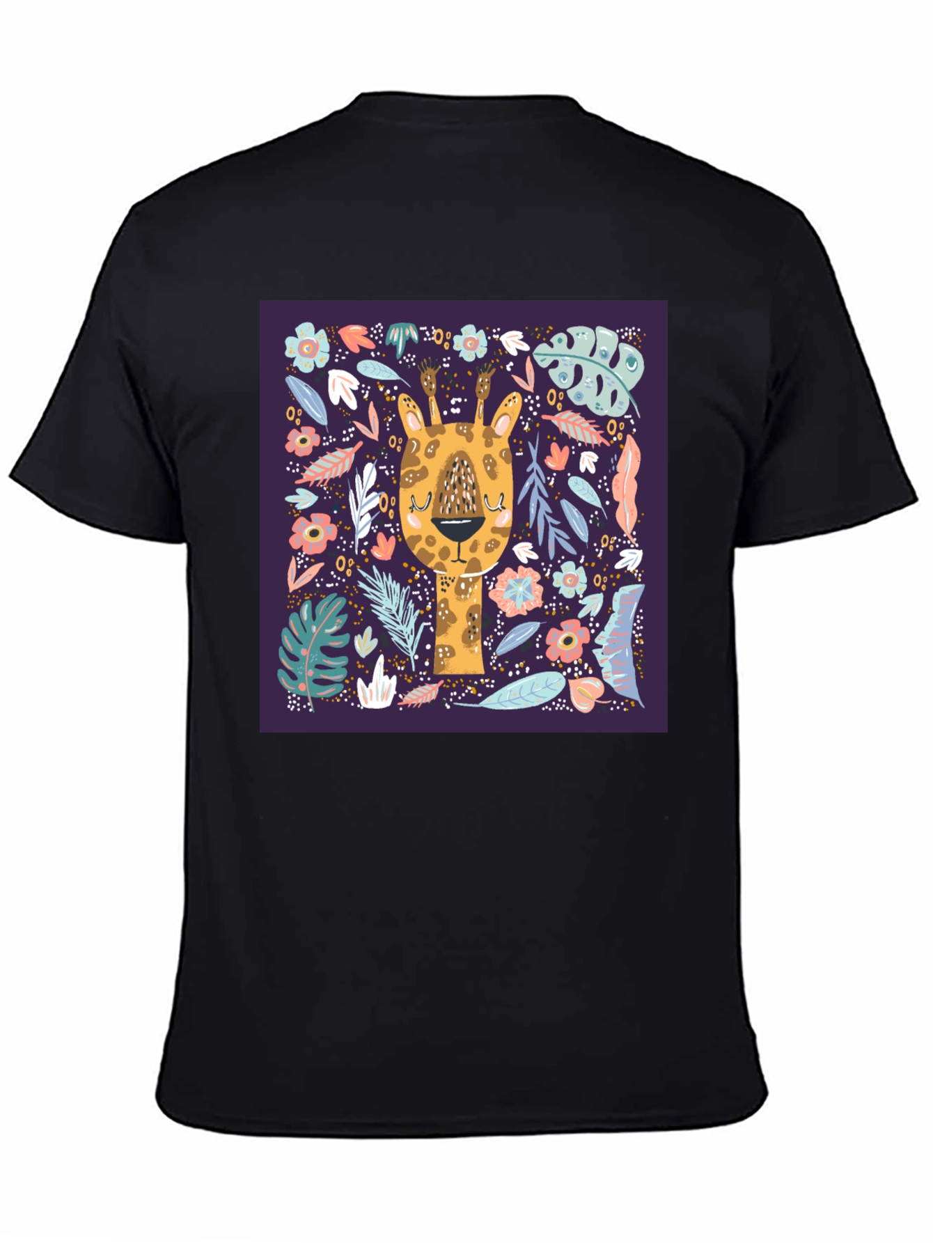 Giraffe Floral Graphic Tee - Unique Animal Print