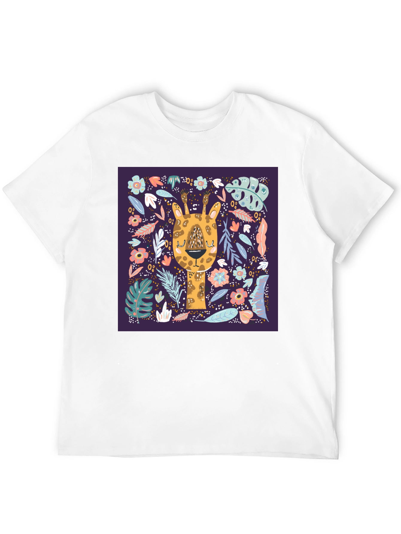 Giraffe Floral Graphic Tee - Unique Animal Print