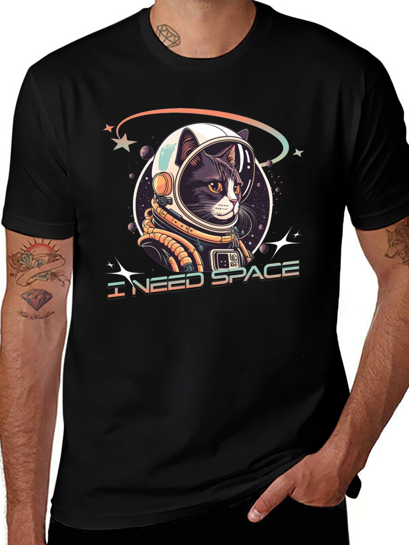 I Need Space Cat Astronaut Graphic Tee