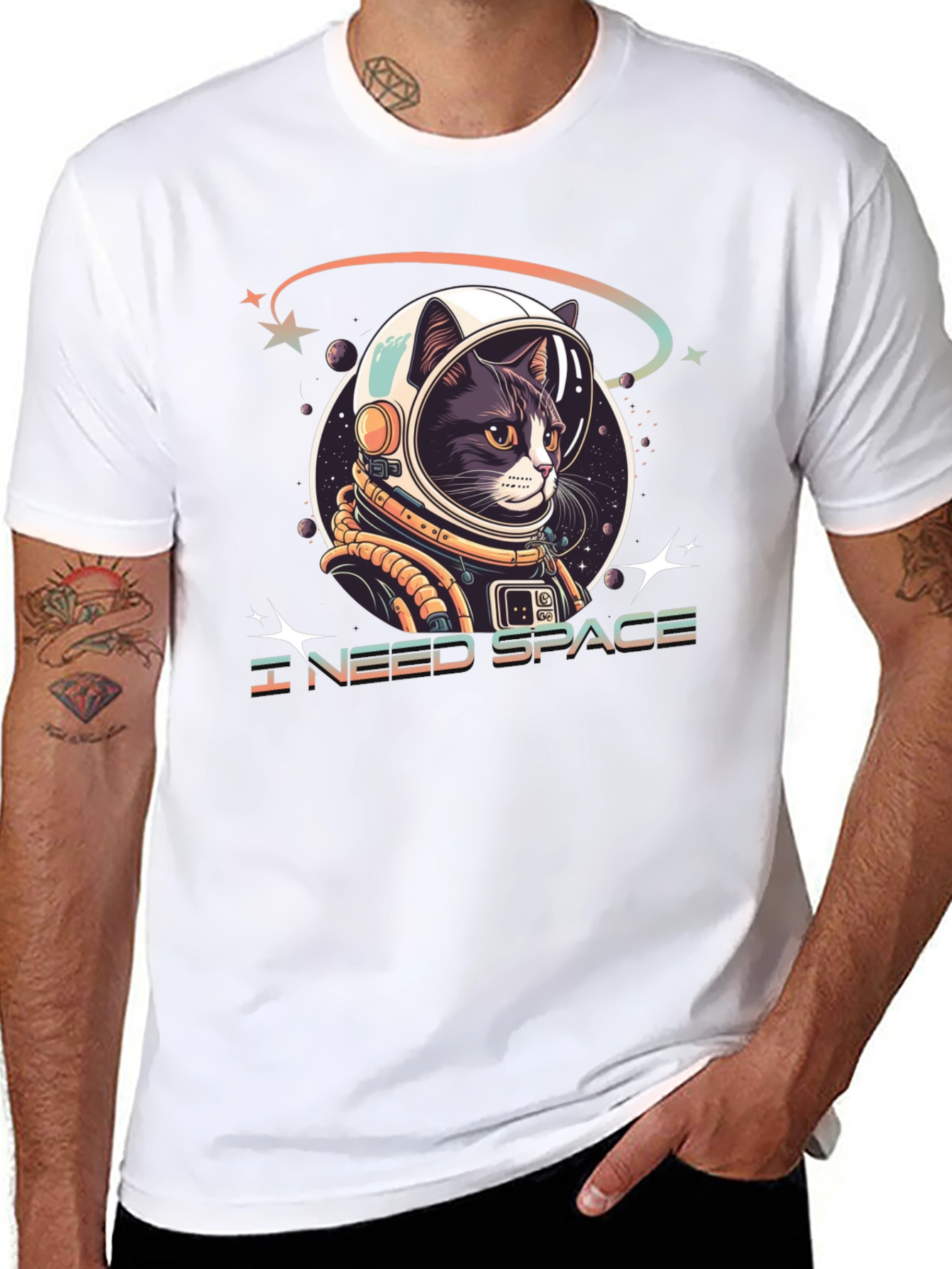 I Need Space Cat Astronaut Graphic Tee