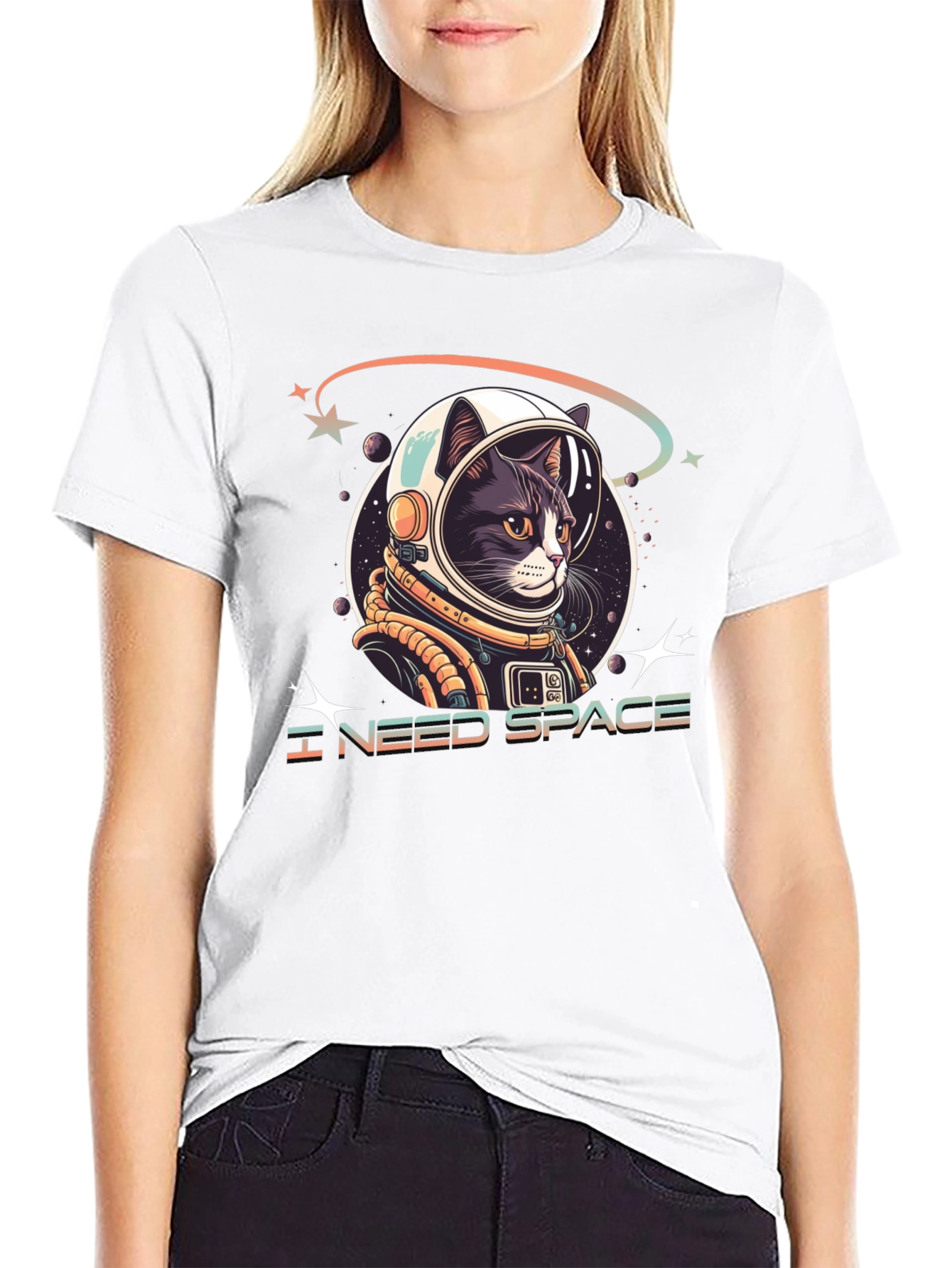 I Need Space Cat Astronaut Graphic Tee