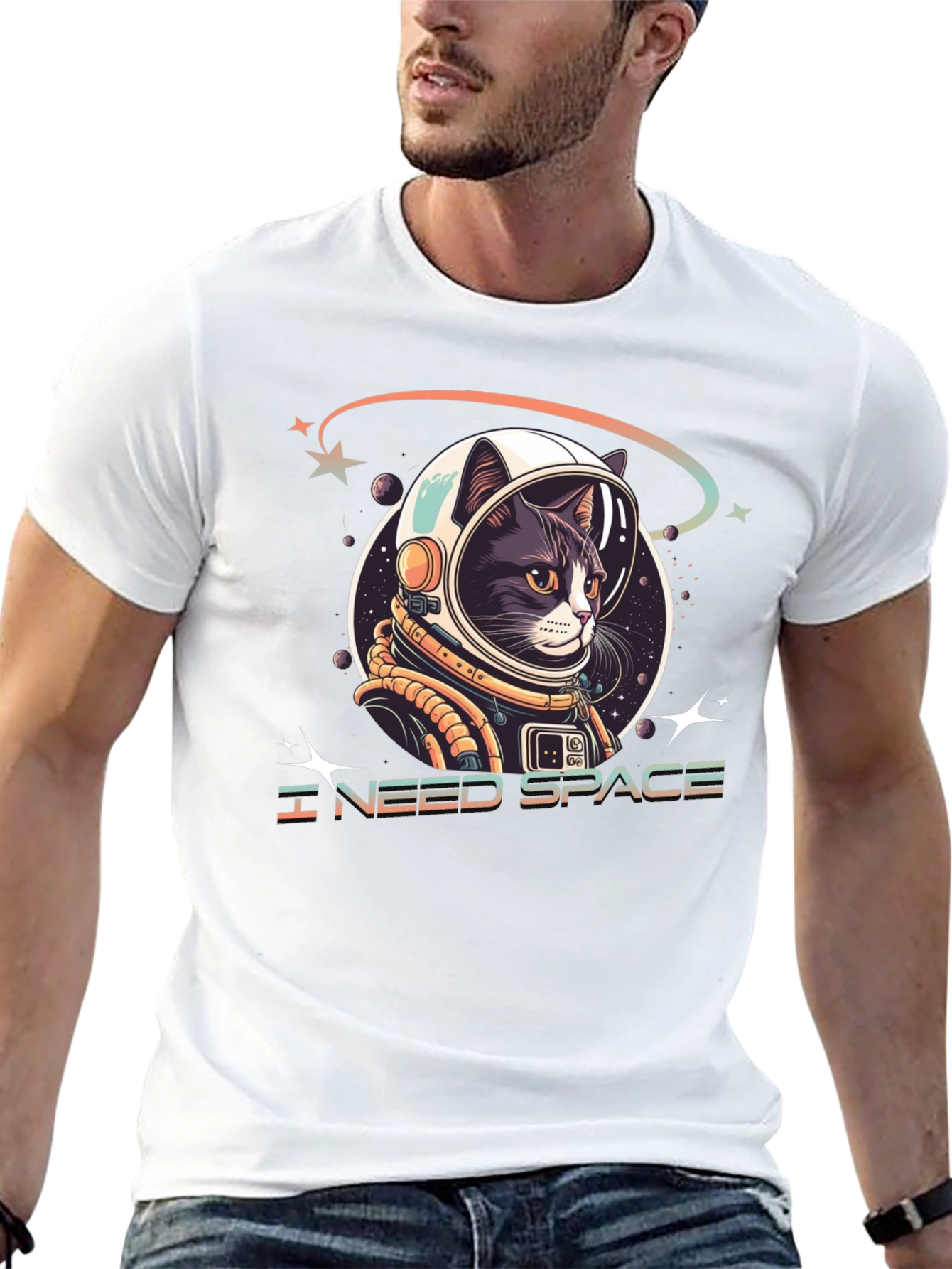I Need Space Cat Astronaut Graphic Tee
