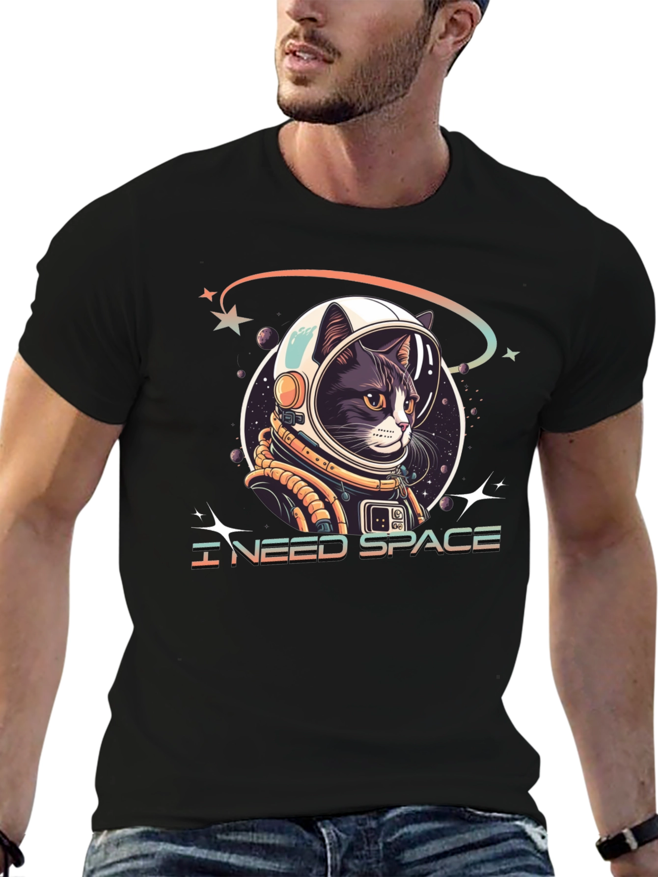 I Need Space Cat Astronaut Graphic Tee