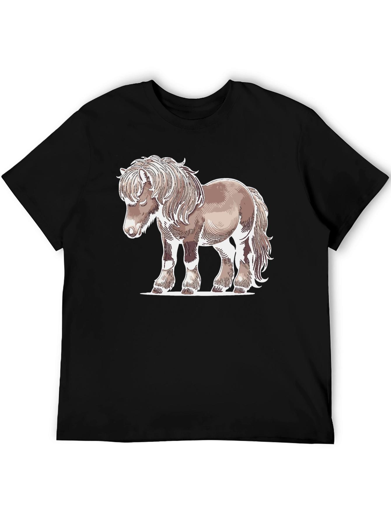 Horse Graphic Tee - Mens Black Cotton T-Shirt