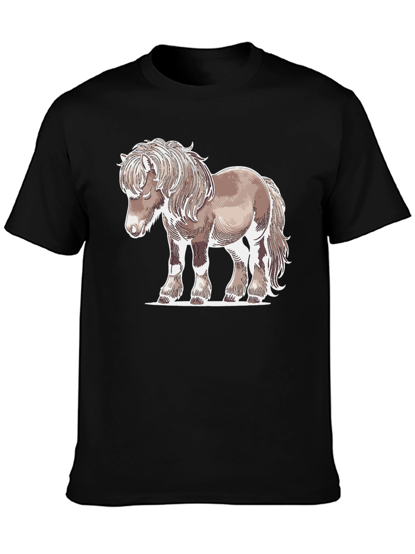 Horse Graphic Tee - Mens Black Cotton T-Shirt