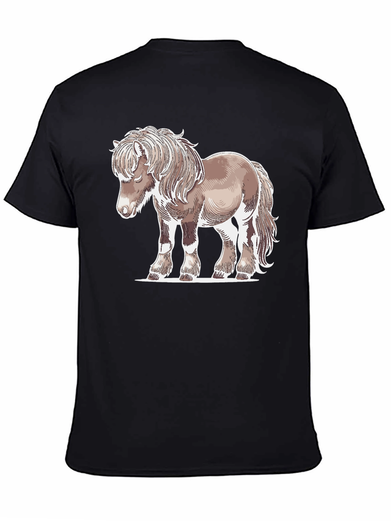 Horse Graphic Tee - Mens Black Cotton T-Shirt