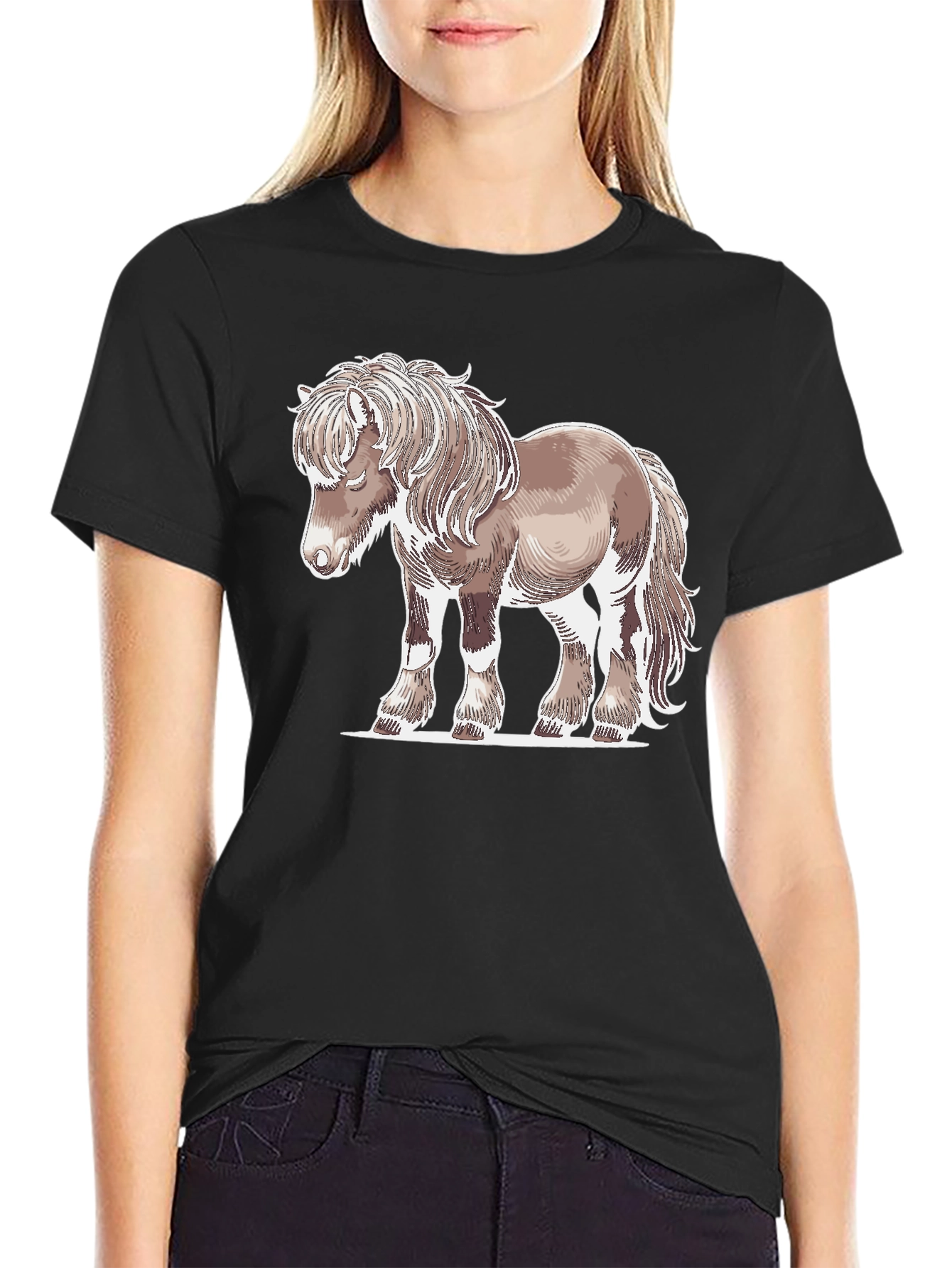 Horse Graphic Tee - Mens Black Cotton T-Shirt