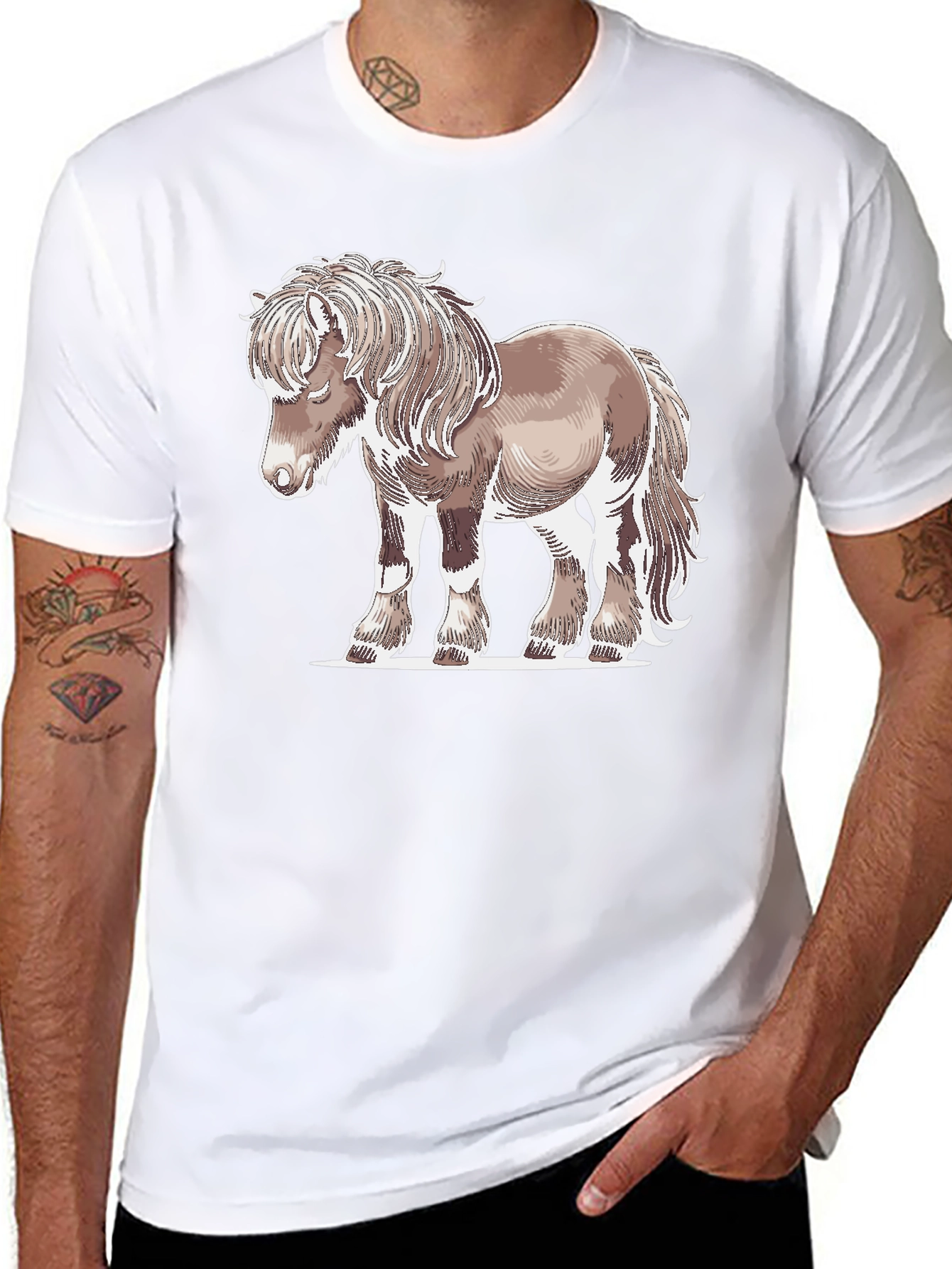 Horse Graphic Tee - Mens Black Cotton T-Shirt