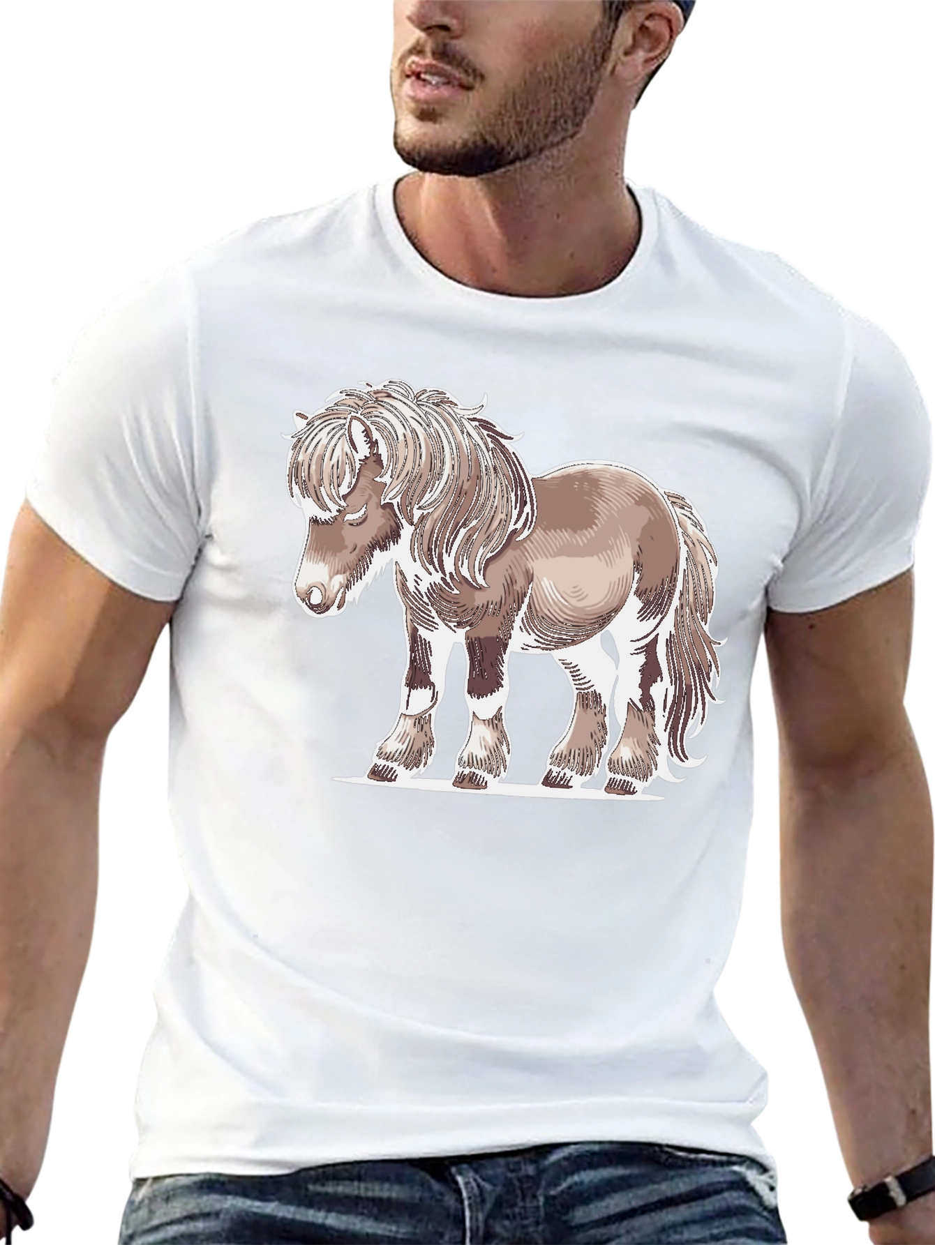 Horse Graphic Tee - Mens Black Cotton T-Shirt