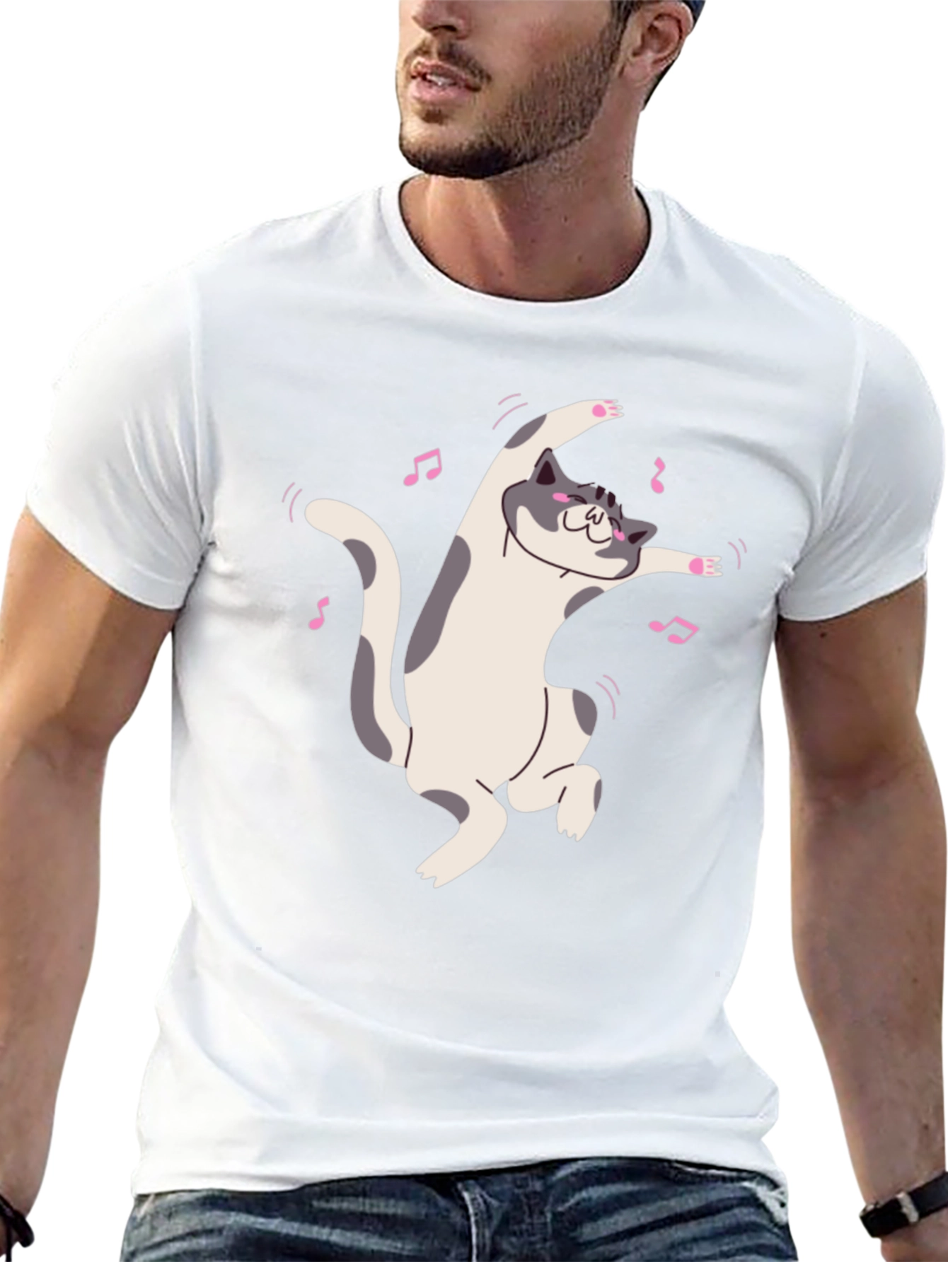 Dancing Cat Black T-Shirt - Whimsical Fun!