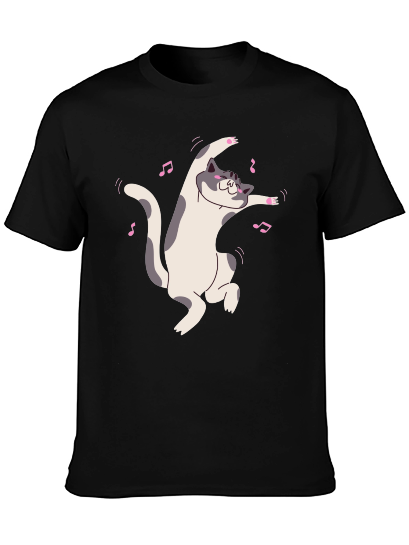 Dancing Cat Black T-Shirt - Whimsical Fun!