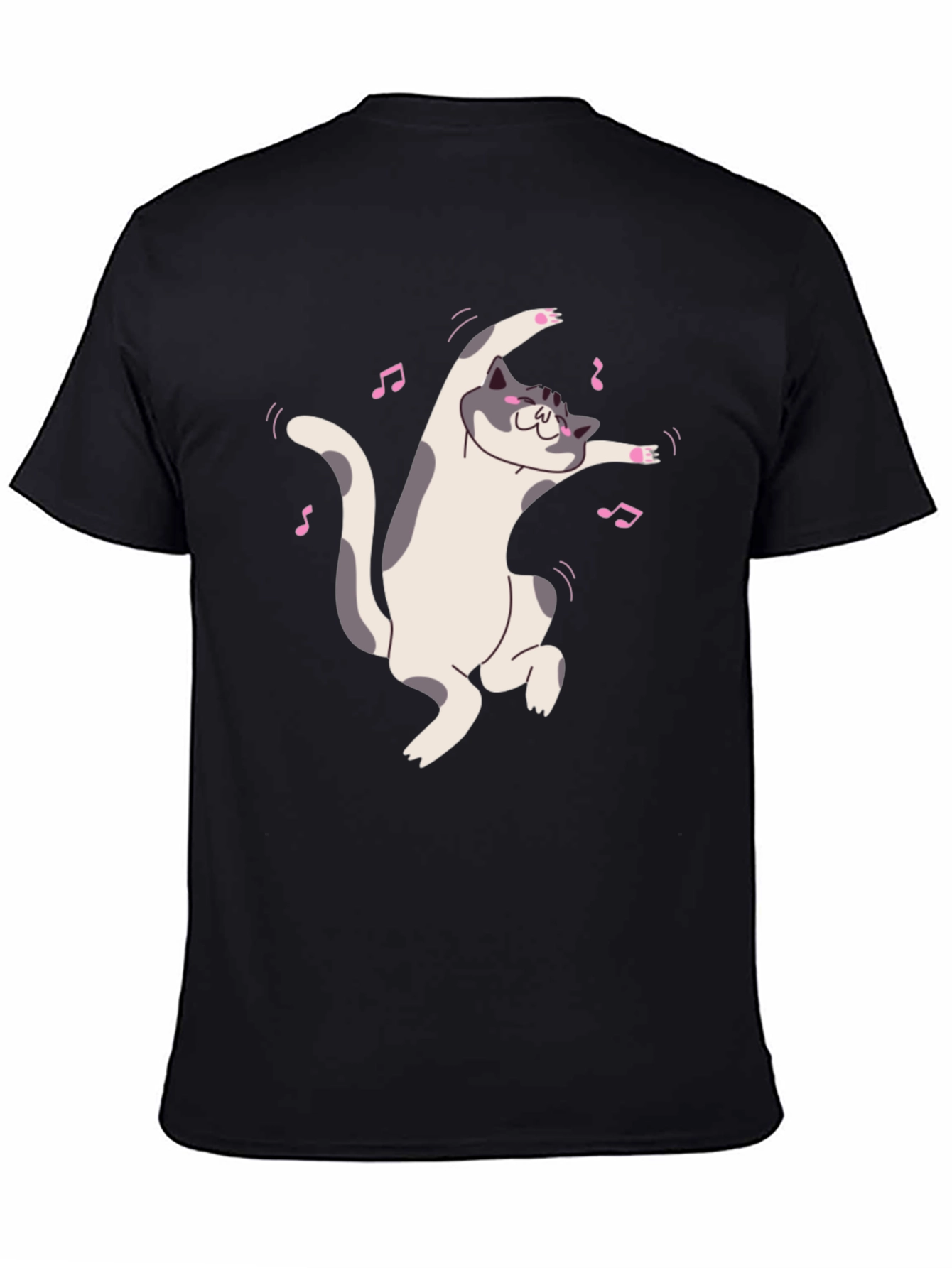 Dancing Cat Black T-Shirt - Whimsical Fun!