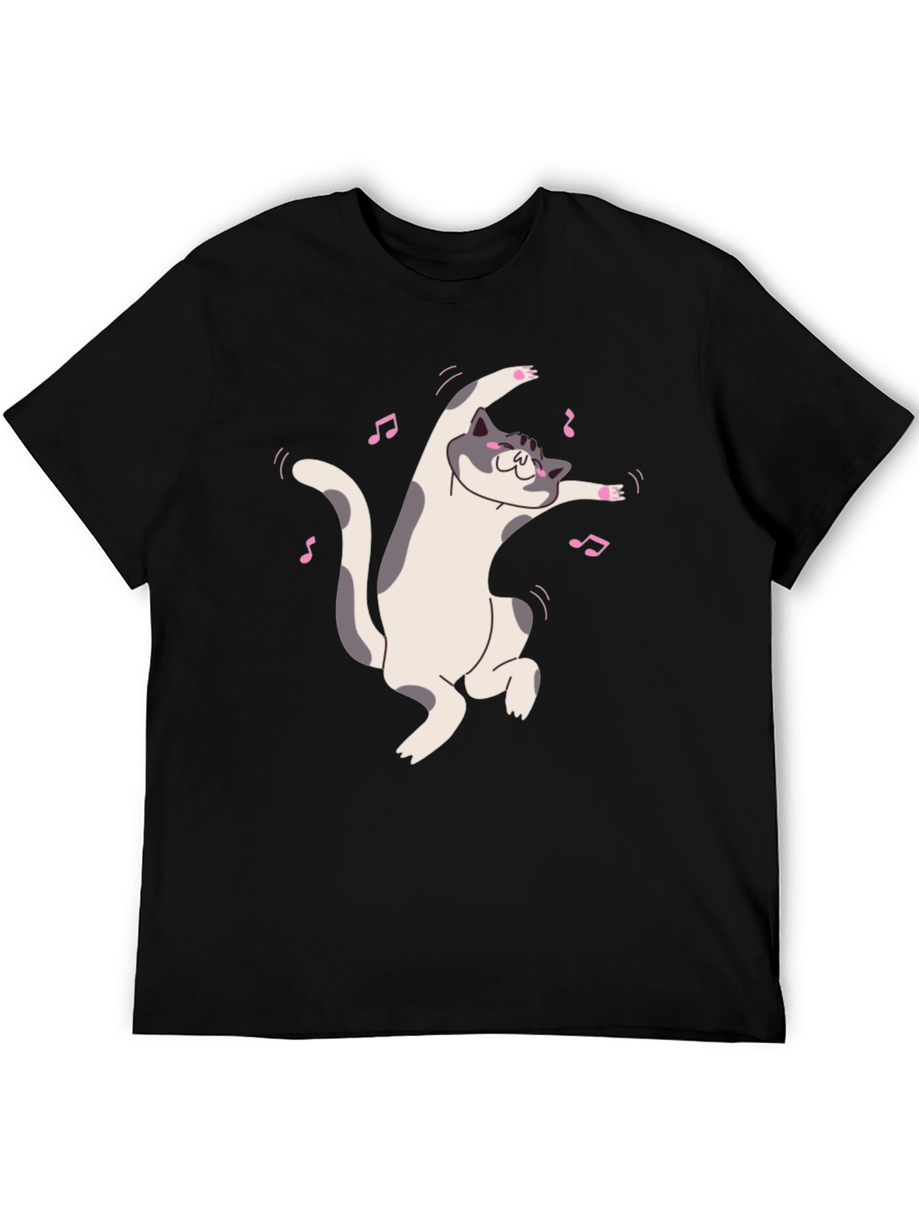 Dancing Cat Black T-Shirt - Whimsical Fun!