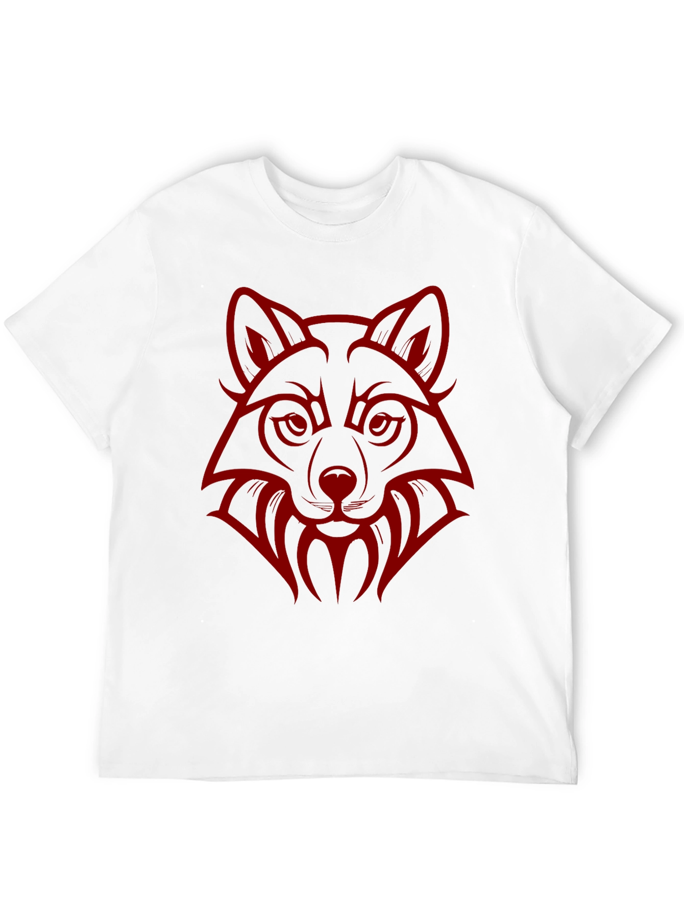 Wolf Head Graphic Print Crew Neck T-Shirt