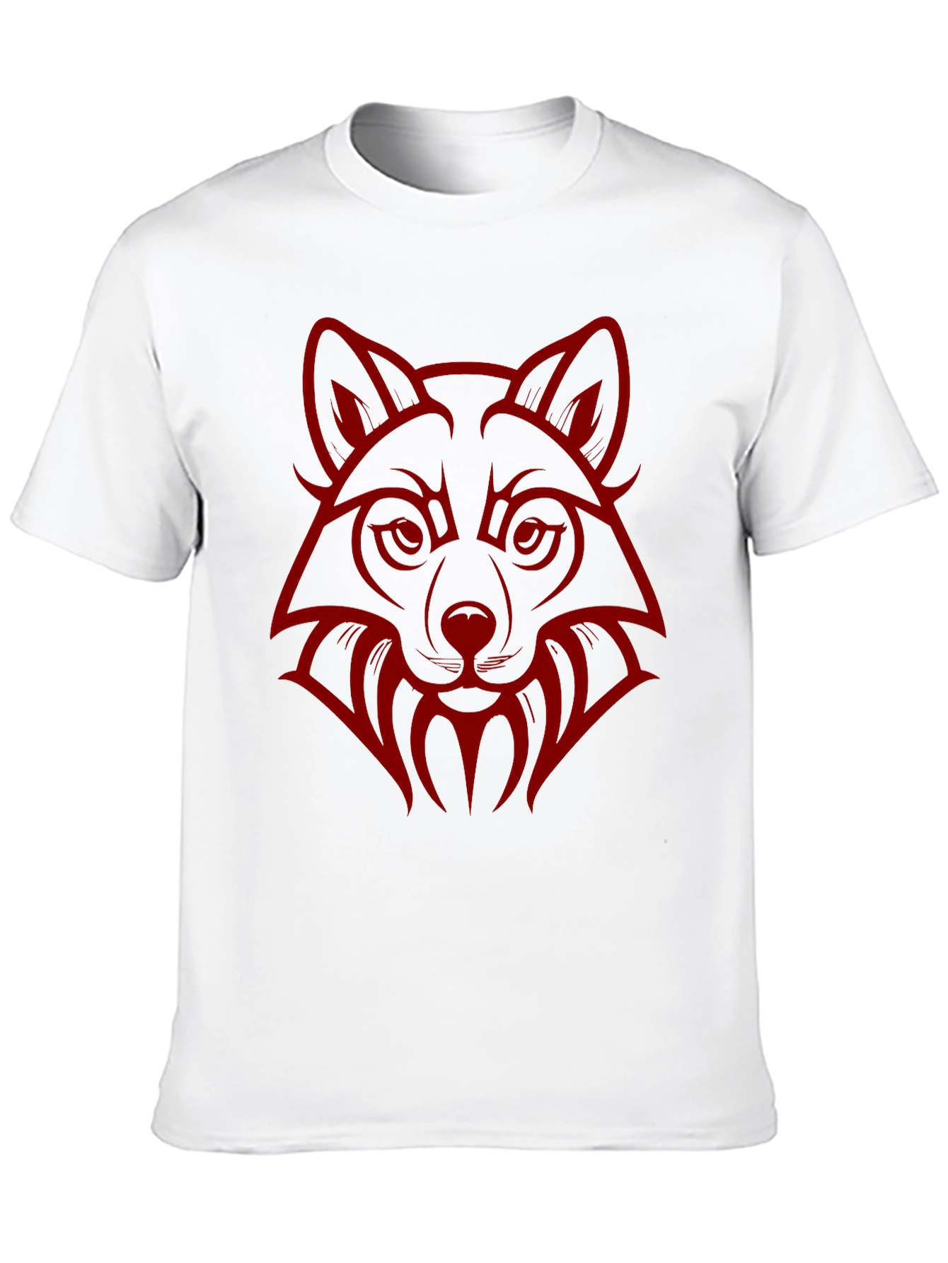 Wolf Head Graphic Print Crew Neck T-Shirt