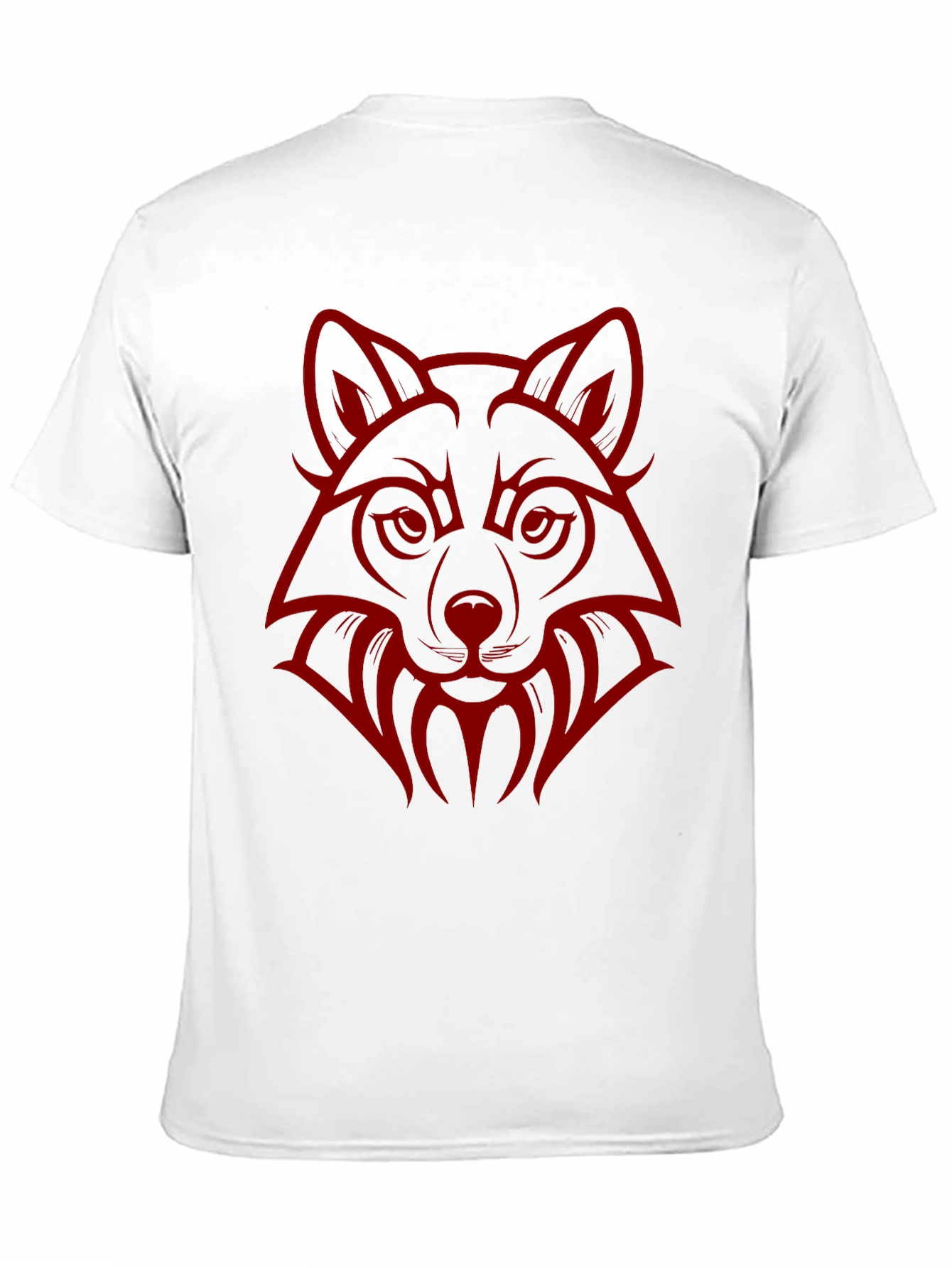 Wolf Head Graphic Print Crew Neck T-Shirt