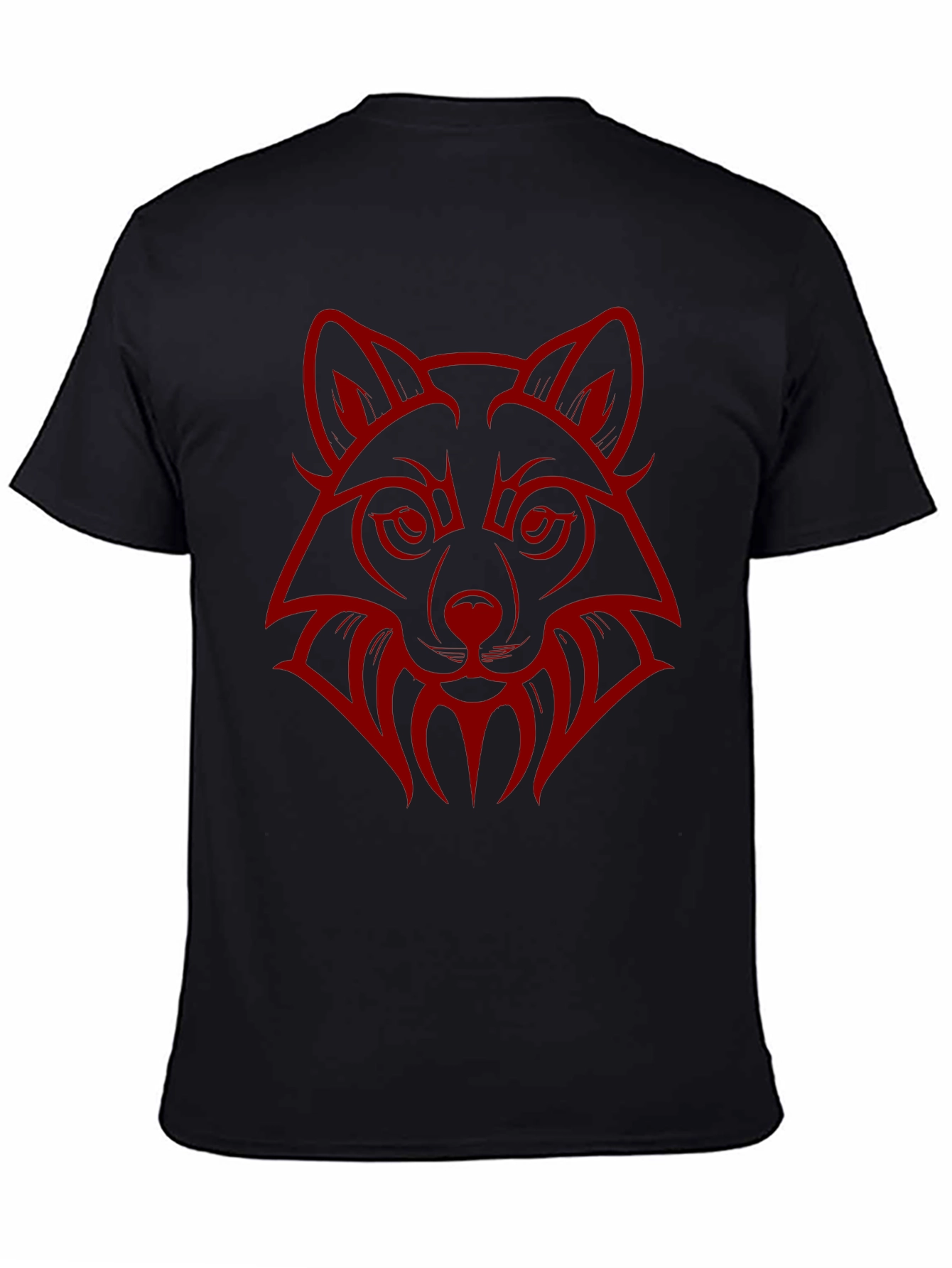 Wolf Head Graphic Print Crew Neck T-Shirt