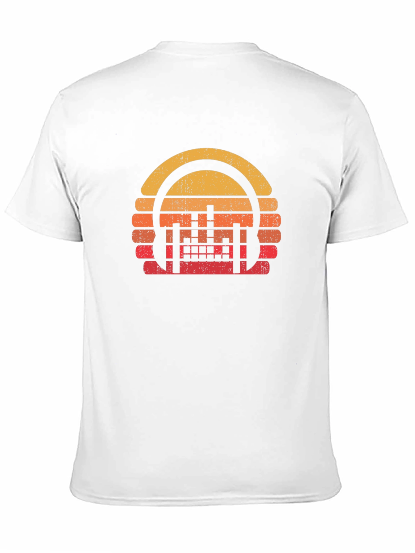 Retro Sunset Headphones Black T-Shirt