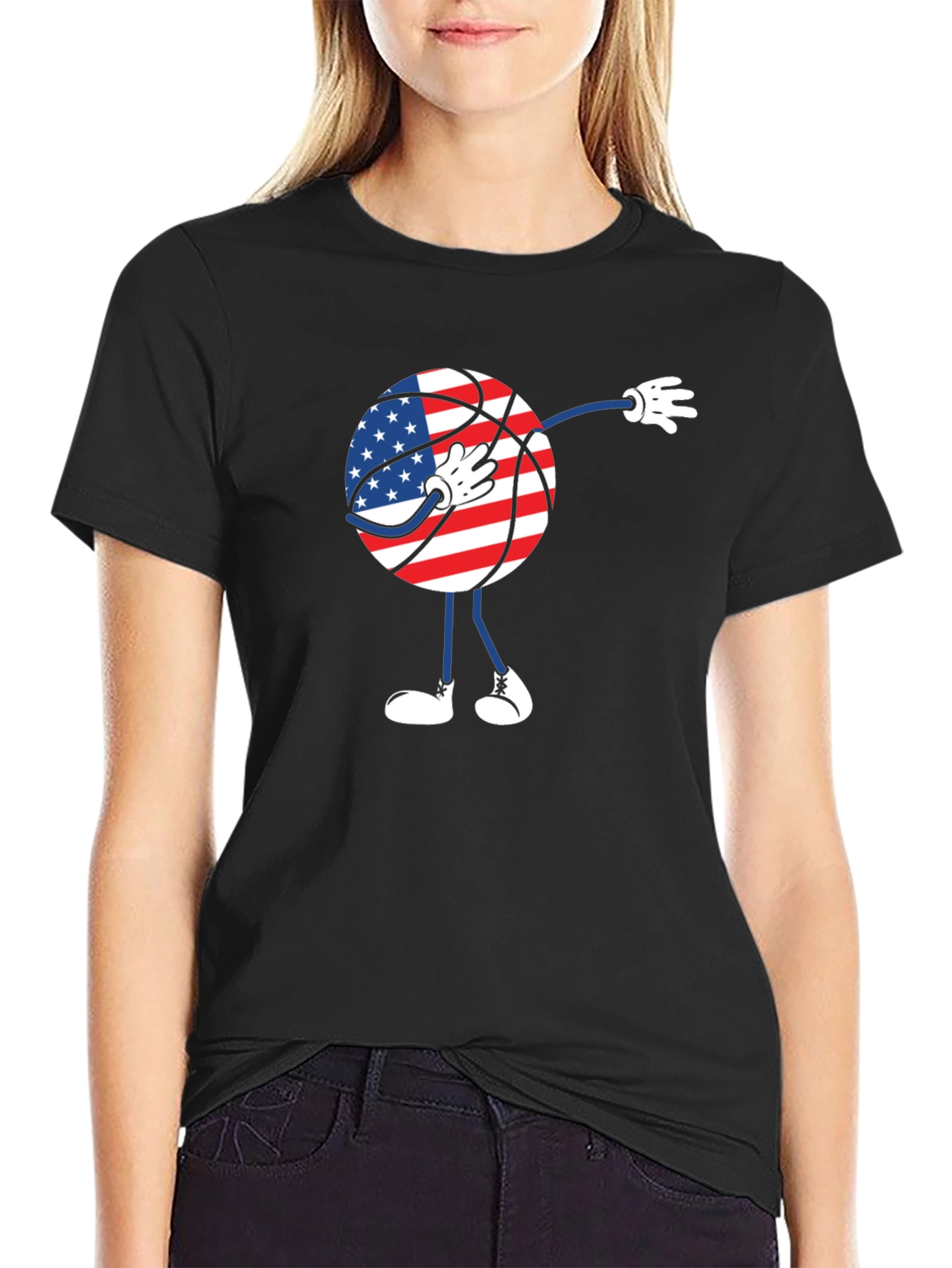 Dabbing American Flag Basketball T-Shirt