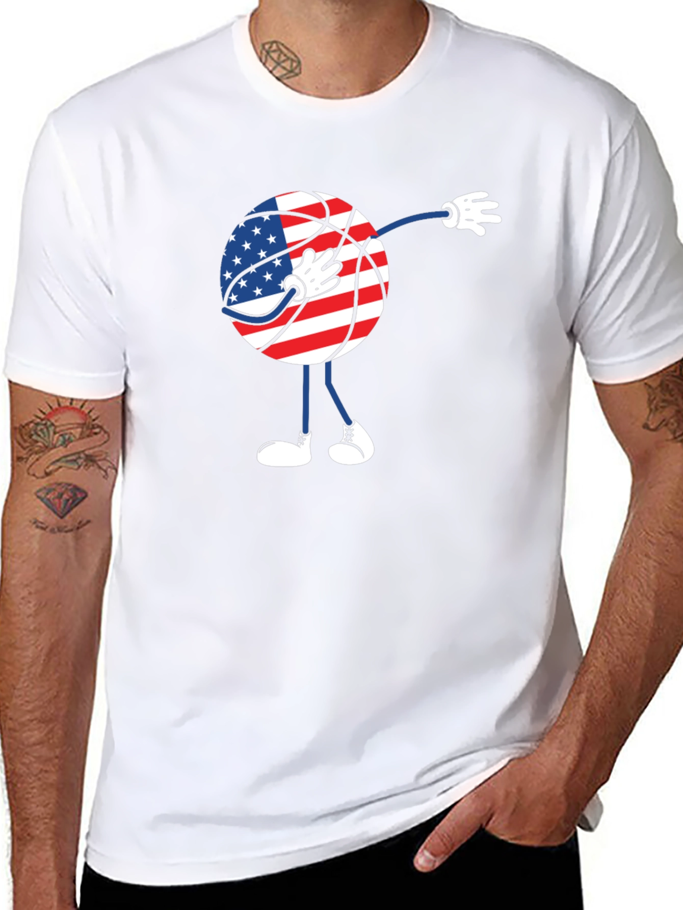 Dabbing American Flag Basketball T-Shirt