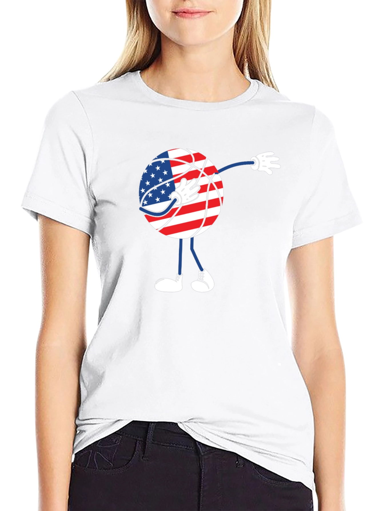 Dabbing American Flag Basketball T-Shirt