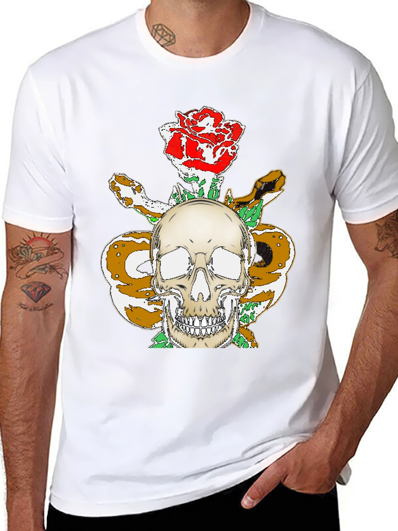 Skull Rose & Snake Graphic Tee