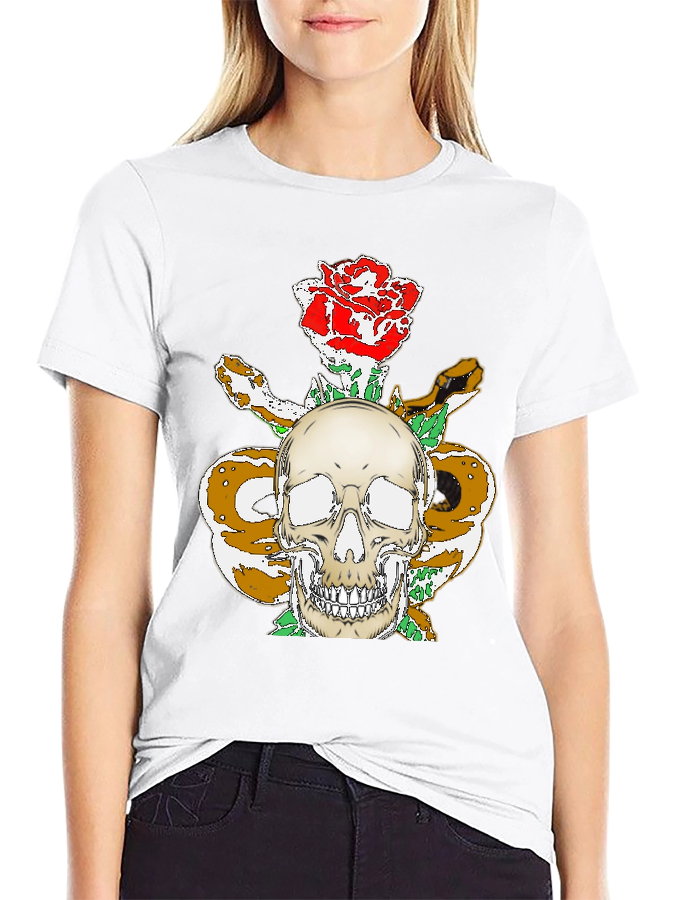 Skull Rose & Snake Graphic Tee