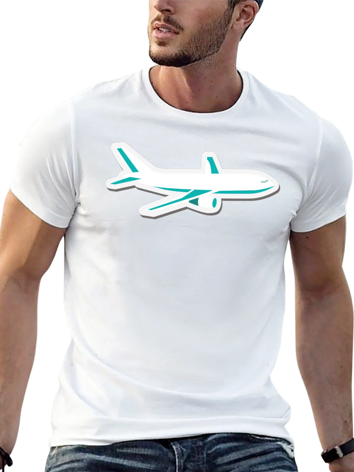 Airplane Graphic Tee - Black Cotton Casual Comfort