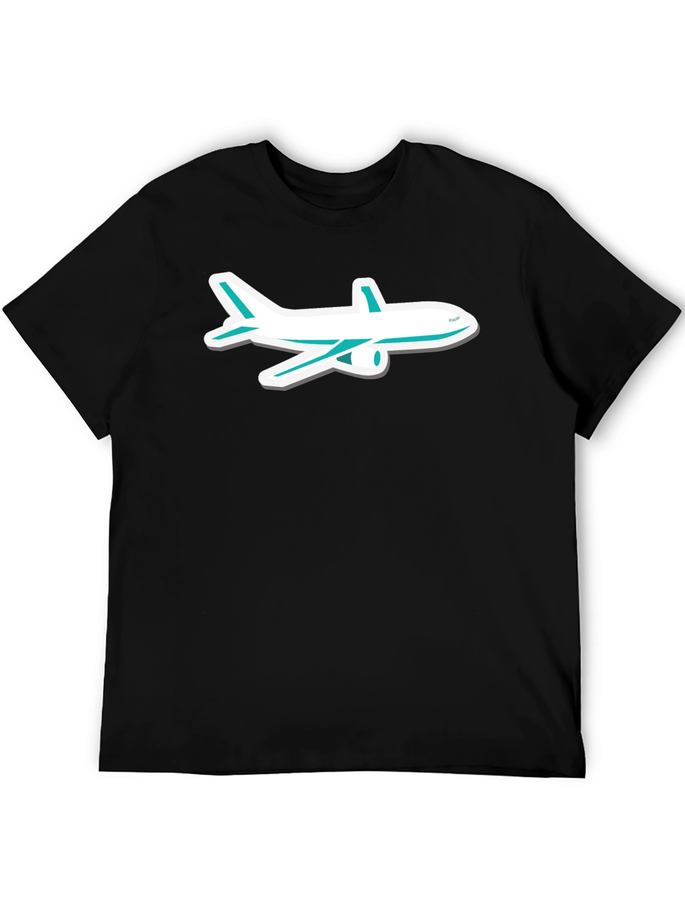 Airplane Graphic Tee - Black Cotton Casual Comfort