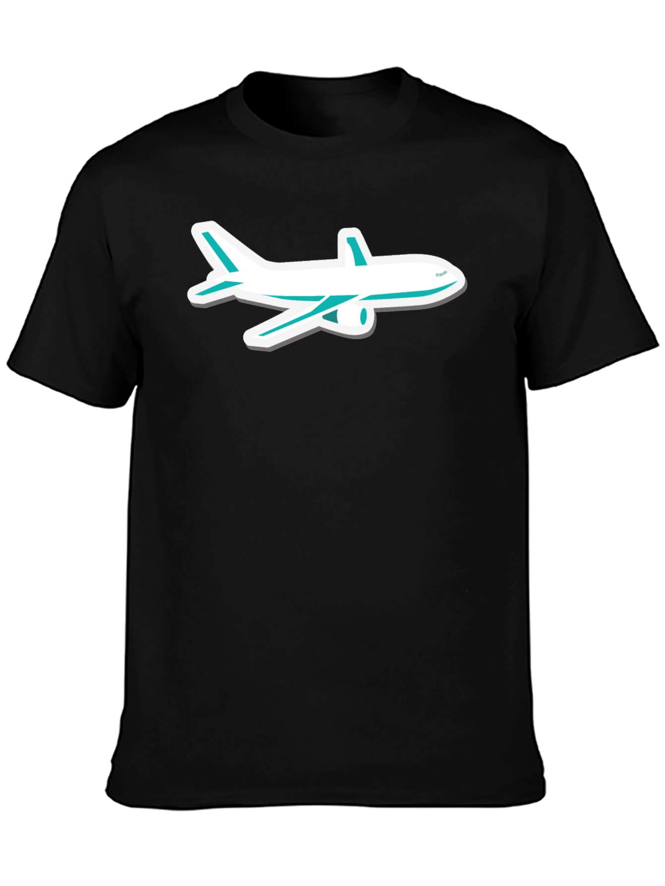 Airplane Graphic Tee - Black Cotton Casual Comfort