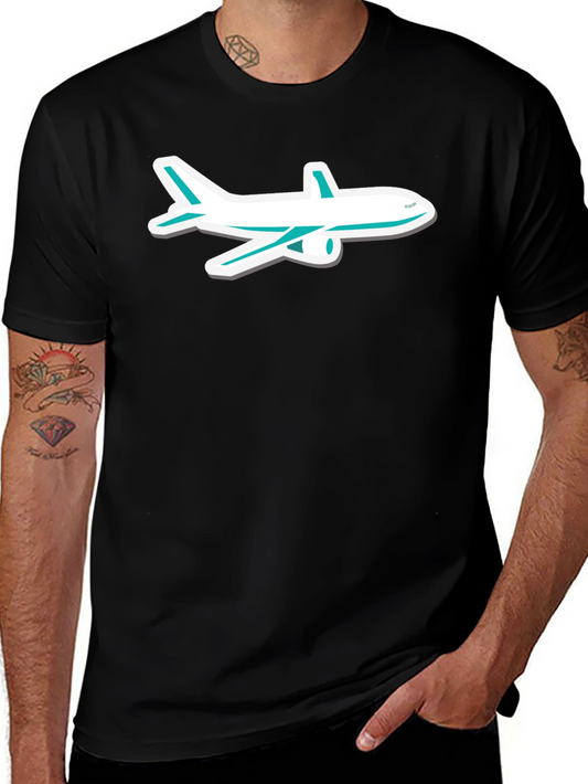 Airplane Graphic Tee - Black Cotton Casual Comfort
