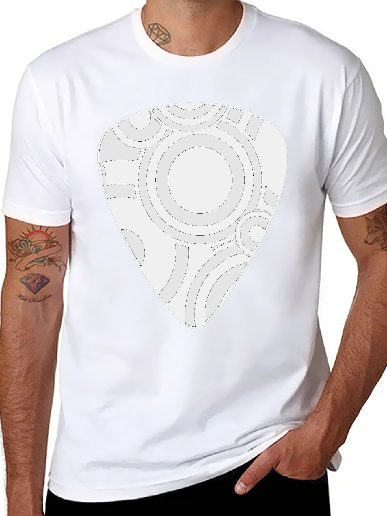 Abstract Guitar Pick Design Black T-Shirt