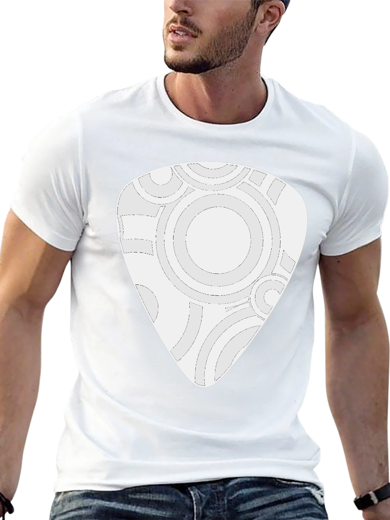 Abstract Guitar Pick Design Black T-Shirt