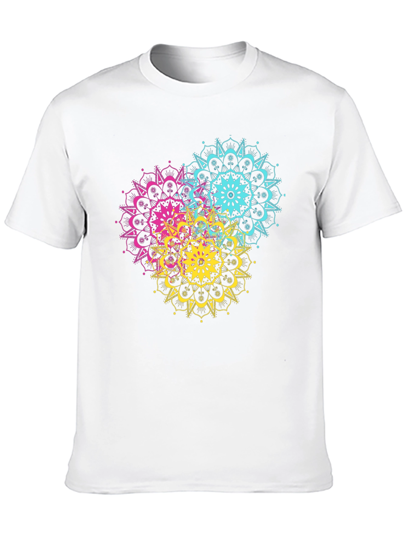 Vibrant Mandala Print Black T-Shirt