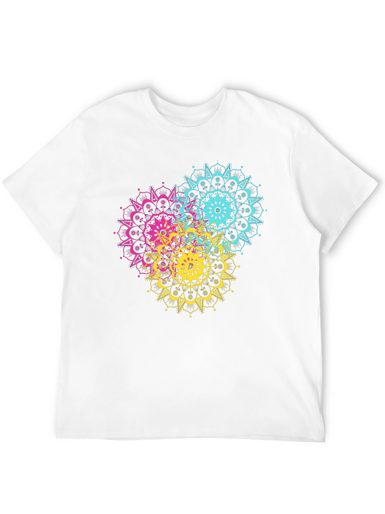 Vibrant Mandala Print Black T-Shirt